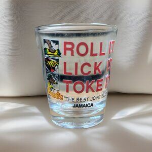 Jamaica Shot Glass Souvenir Bud's Roll It Lick It Toke It The Best Joint In Town